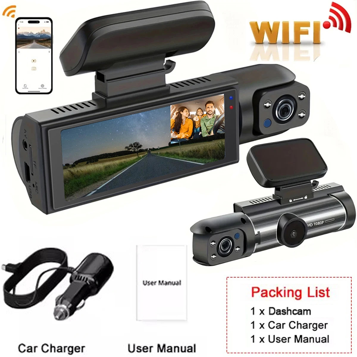 DualView 1080P WiFi Dash Cam