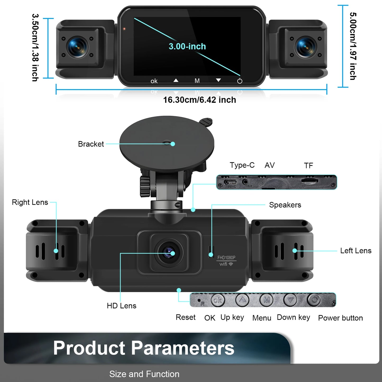 Dashcam for cars 4 Channe