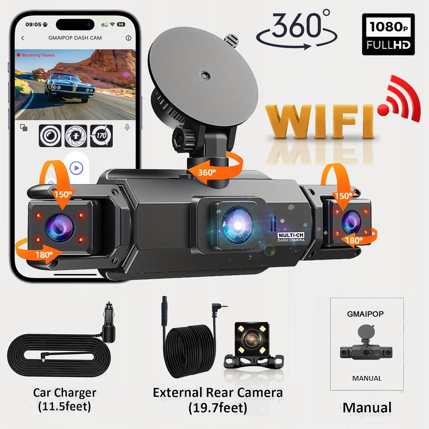 Dashcam for cars 4 Channe