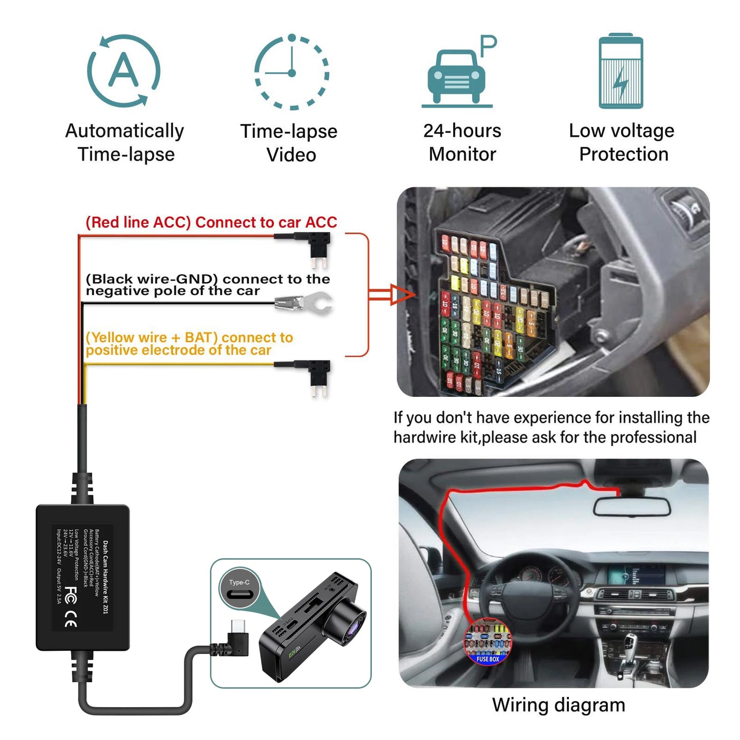 Dashcam for cars 4 Channe