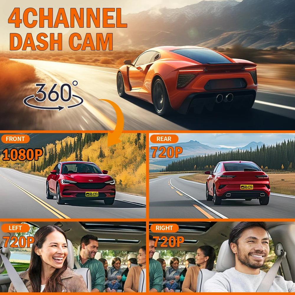 Dashcam for cars 4 Channe