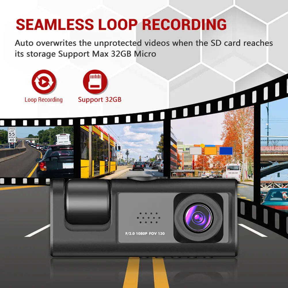 Dash Cam W/ IR Night Vision Loop Recording