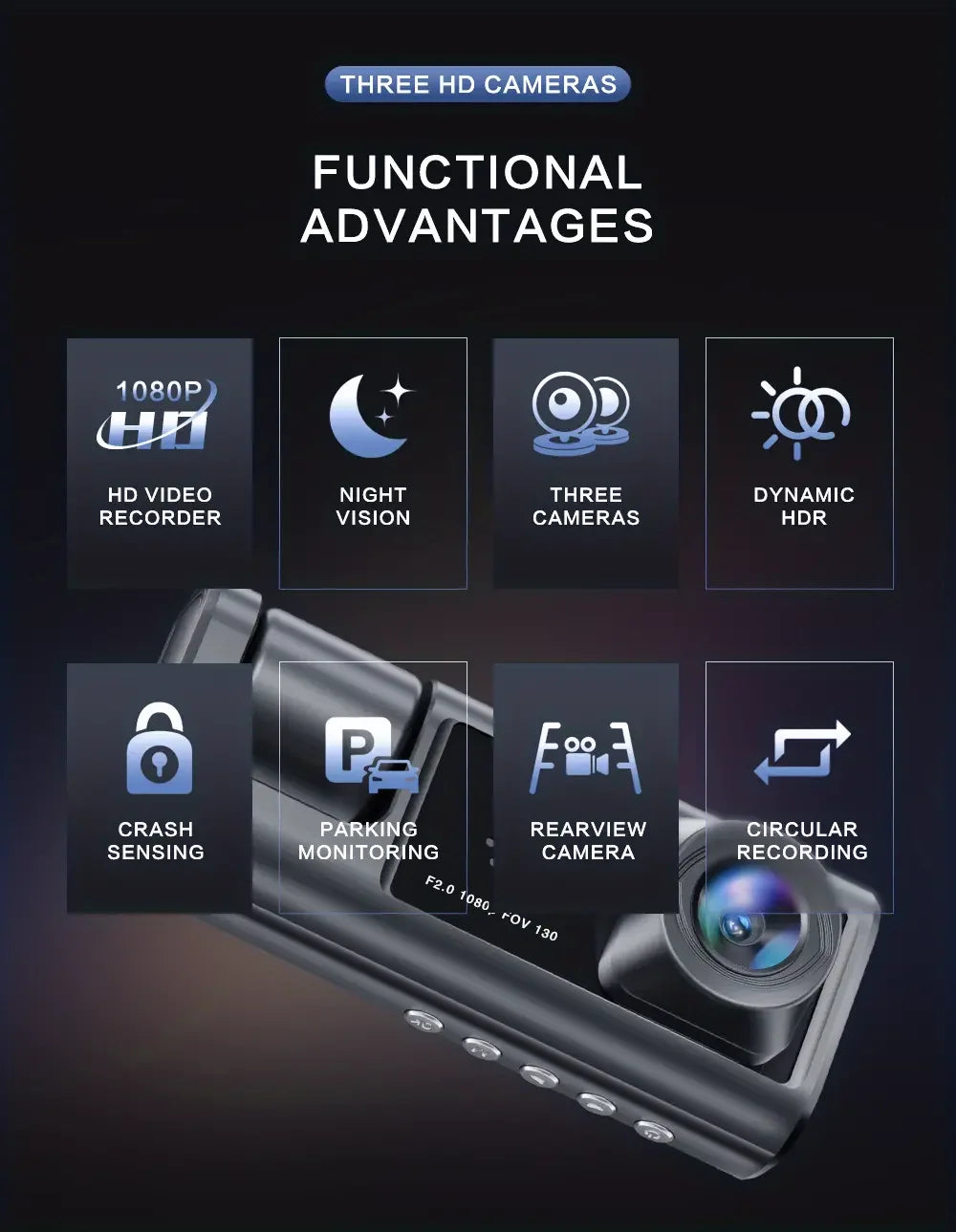Dash Cam W/ IR Night Vision Loop Recording